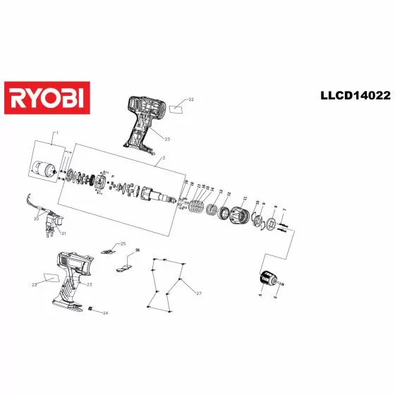 Ryobi LCD18022B Spare Parts List Type: 5133001026